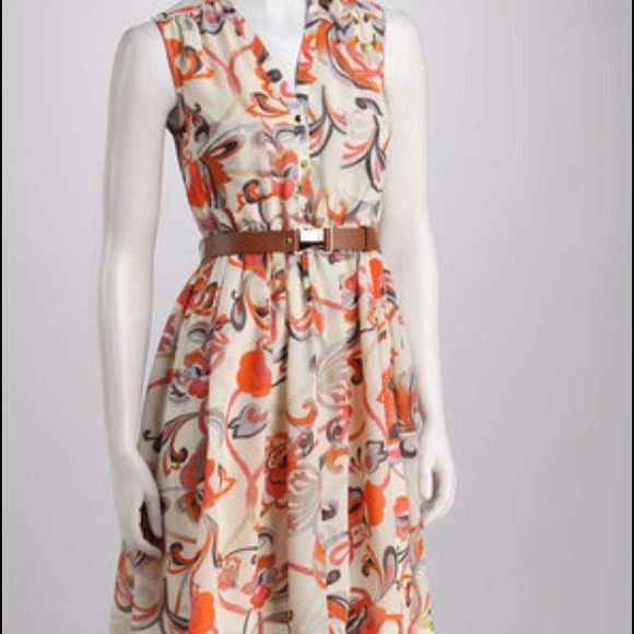 Sleeveless collar dress with belt-10% OFF