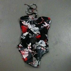Tie on one-piece swimsuit