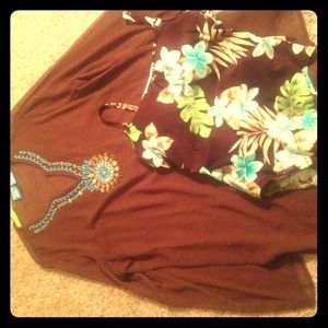 Leilani swimsuit and brown sheer cover-up