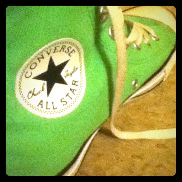 Neon green high top converse