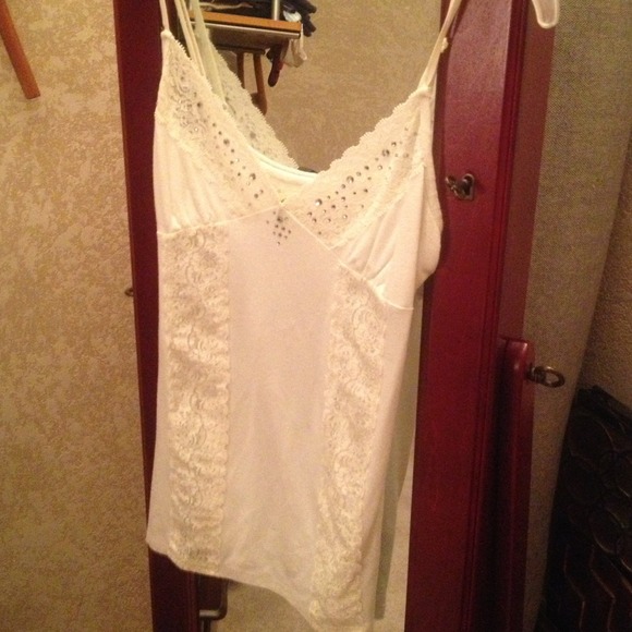 Guess lace and rhinestone tank