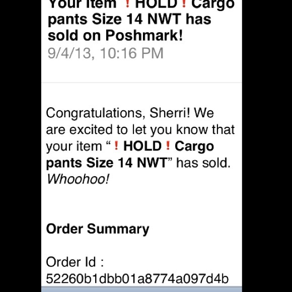 Cargo Pants Delivery Confirmation