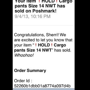 Cargo Pants Delivery Confirmation