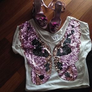 🍀Handmade sequin Buterfly Top