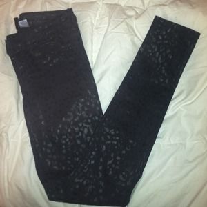 Black cheetah printed skinny jeans from H&M