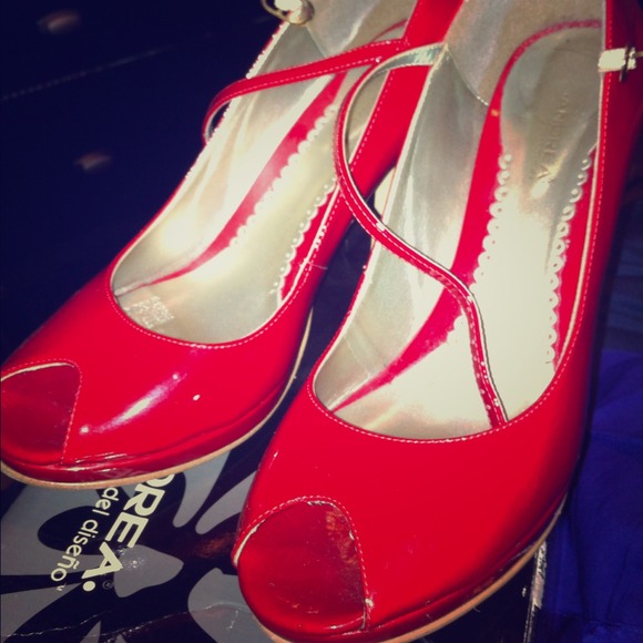 Red peep toe Andrea heels