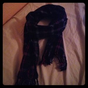 Black, Grey and Red Plaid Scarf
