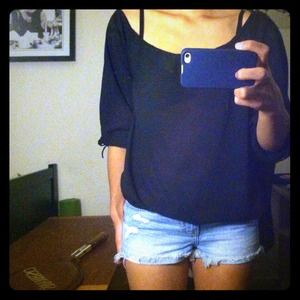 Black Sheer Off the Shoulder Top