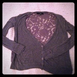 Grey Light Sweater With Crocheted Back