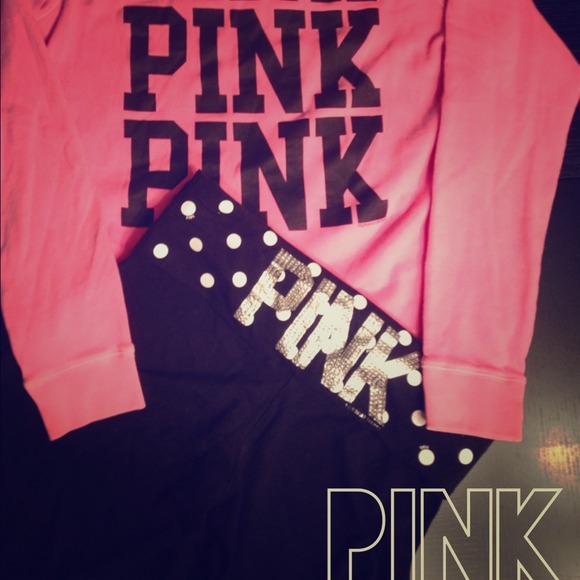 Victoria's Secret Pink sweatshirt and yoga pants
