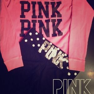 Victoria's Secret Pink sweatshirt and yoga pants