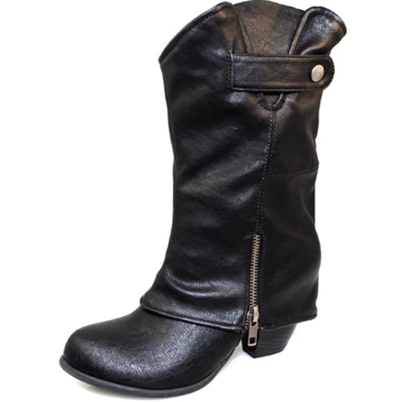 Black leather boots