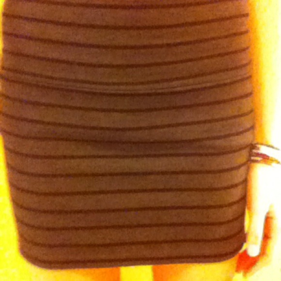 Dark Gray & Black Striped Mini Skirt