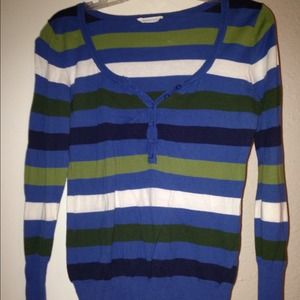 Maurice's size L striped blue sweater