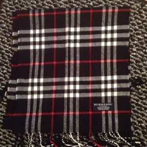 Black, red and white Burberry Scarf