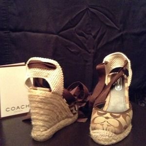 Coach espadrilles w/ankle straps.