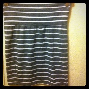 Gray and white stripped skirt