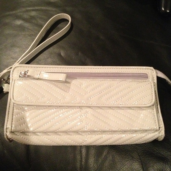 Cole Haan Shiny Light Gray Long Wristlet