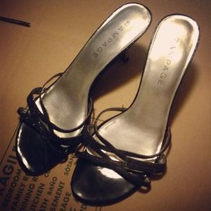 BARELY USED GLITTERY BLACK STRAPY HEELS-NEGOTIABLE