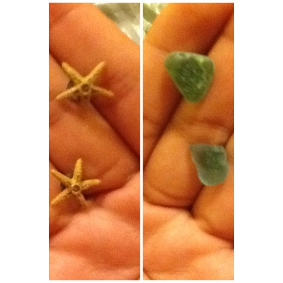 Starfish and Sea glass studs