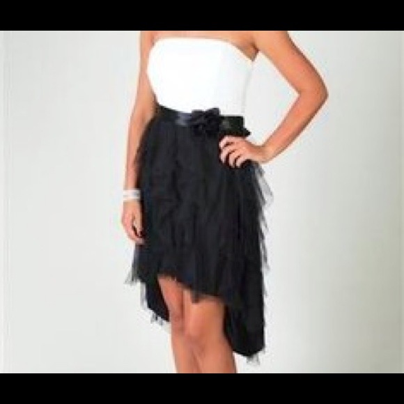 *Traded*Black & White High Low Dress