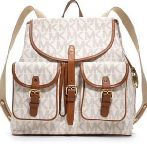 White and brown Michael kors backpack