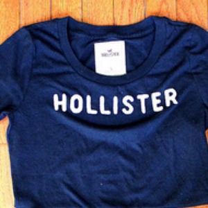 Blue hollister crop top with sleeves