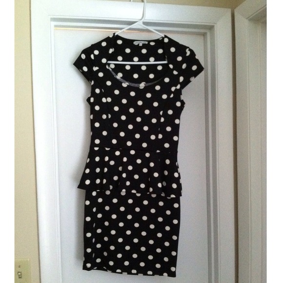 Polka dot peplum dress