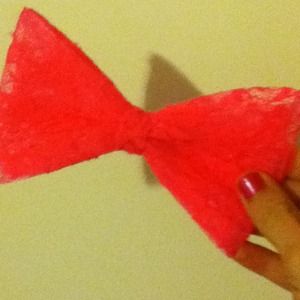 Pink lace hair bow