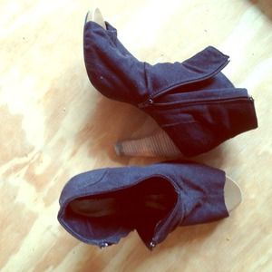 Black faux-suede booties