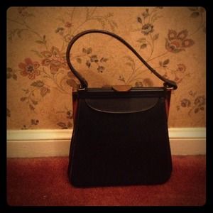 Vintage black leather handbag.