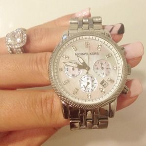 Michael Kors silver, mother of pearl watch