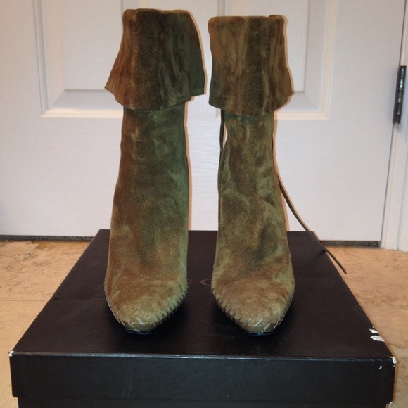Gucci Stivaletto Suo Gomna Suede - Raw Siena - Picture 1 of 4