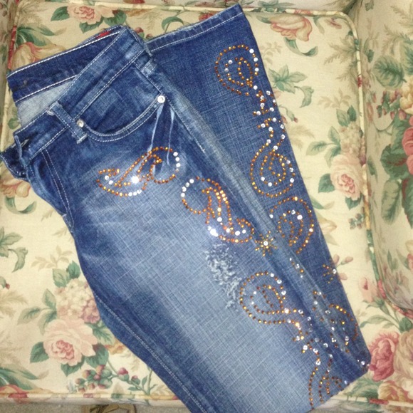 🎉SALE🎉7 For All Mankind jeans-custom rhinestones - Picture 3 of 4