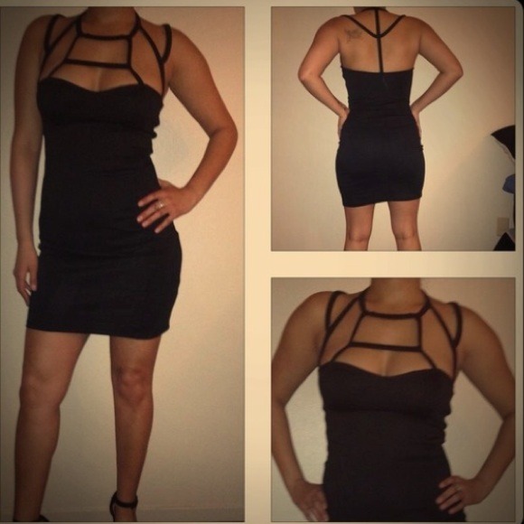 Black Caged Cutout Bodycon Dress LBD