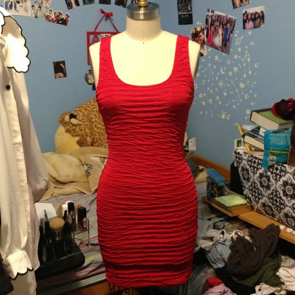 Red Crinkle Forever 21 Dress