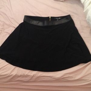 Black Pleather Panel Skater Skirt NWOT