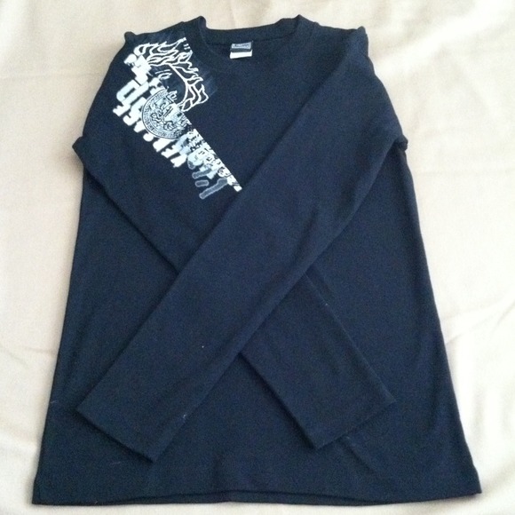 Black with print on right side of chest & arm