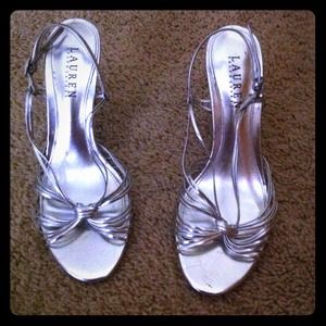 Ralph Lauren silver strappy heels