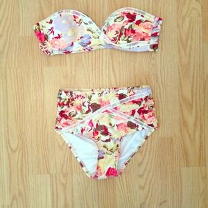 High Waisted Floral Bikini