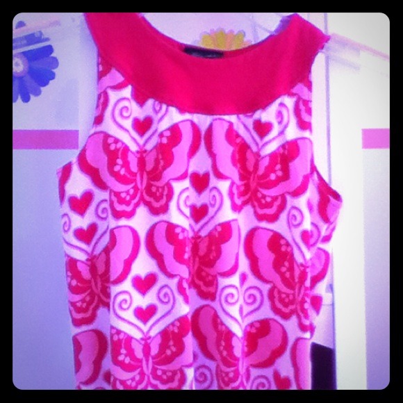 Pink butterfly and heart girls dress 6T