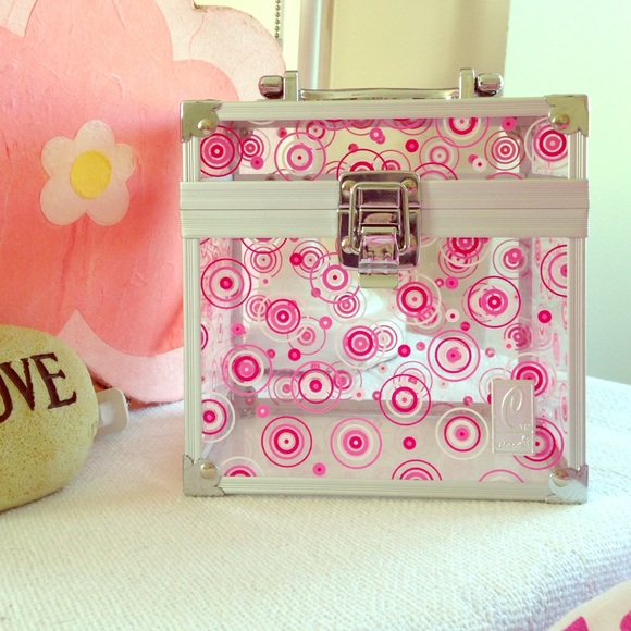 Pink poka dot makeup case