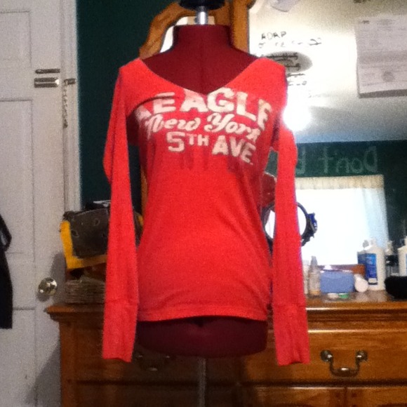 Bright pink long sleeve vneck