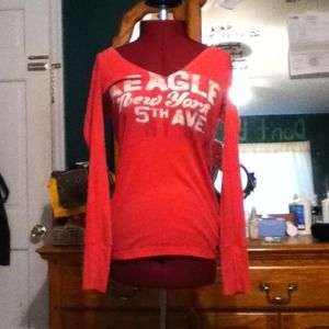 Bright pink long sleeve vneck