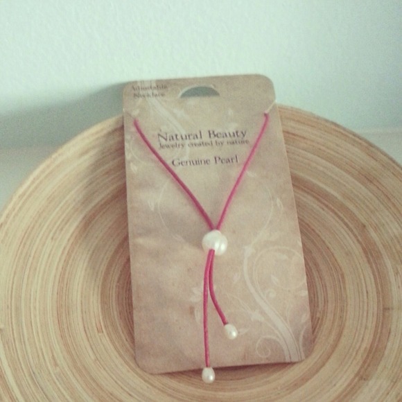 Pink Necklace With Natural Pearl
