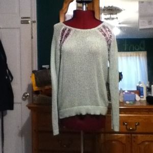 Mint green crocheted long sleeve top