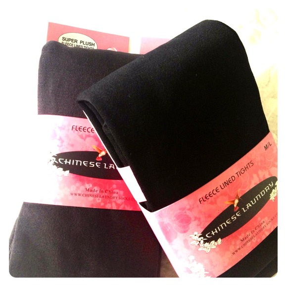 Chinese laundry fleece lined tights - black & gray
