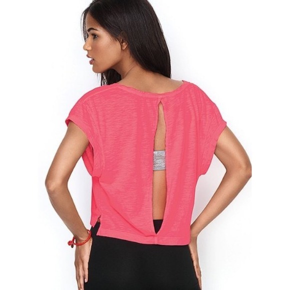 Victoria's Secret crop open back tee NWOT. BLACK