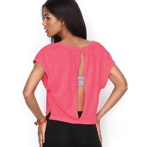 Victoria's Secret crop open back tee NWOT. BLACK