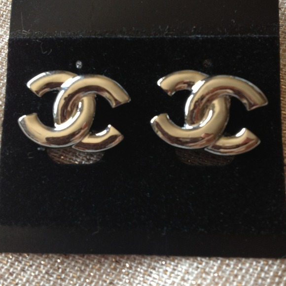 Silver Stud CC Earrings